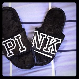 VS Pink black slippers